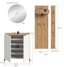Garderoben-Set >Drive< in Weiß - 197x206x32cm (BxHxT)