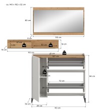 Garderoben-Set >Drive< in Weiß - 192x140x32cm (BxHxT)