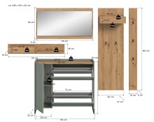 Garderoben-Set >Drive< in Salbei - 192x236x32cm (BxHxT)