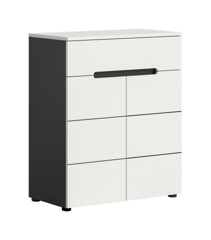 Schuhkommode >Canu< in Basalt Grau / Weiß - 80x94x37cm (BxHxT)