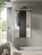 Garderobenpaneel >Canu< in Basalt Grau / Weiß - 80x141x29cm (BxHxT)