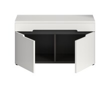 Sitzbank >Canu< in Basalt Grau / Weiß - 80x45x37cm (BxHxT)