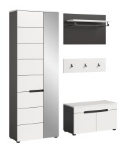 Garderoben-Set >Canu< in Basalt Grau / Weiß -...