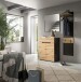 Garderobenpaneel >Canu< in Basalt Grau / Artisan - 165x45x29cm (BxHxT)