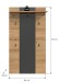 Garderobenpaneel >Canu< in Basalt Grau / Artisan - 141x80x29cm (BxHxT)