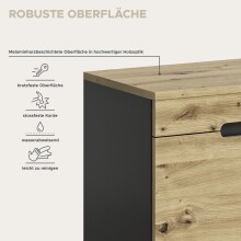 Sitzbank >Canu< in Basalt Grau / Artisan - 80x45x37cm (BxHxT)