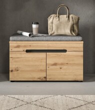 Sitzbank >Canu< in Basalt Grau / Artisan - 80x45x37cm (BxHxT)