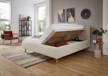 Polsterbett >Mattis mit BK< Liegefläche 160x200 cm, Hevre Beige, Stellmaß: 181x105x218cm (BxHxT)