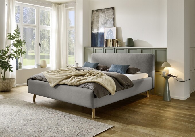 Polsterbett >Mattis mit BK< Liegefläche 160x200 cm, Nordic Ash, Stellmaß: 181x105x218cm (BxHxT)