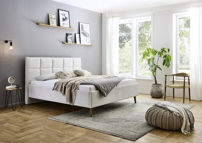 Polsterbett >Paulo< Liegefläche 180x200cm, Cody Beige, Stellmaß: 202x120x213cm (BxHxT)