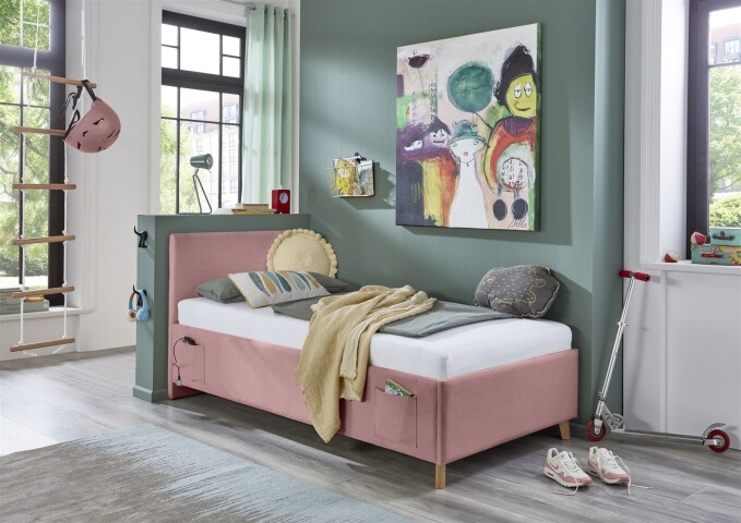 Polsterbett >Cool< Liegefläche 90x200cm, Scala Rose, Stellmaß: 100x90x210cm (BxHxT)