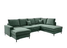 Wohnlandschaft >Rube< Schlaffunktion, Stauraum, Cord moosgrün - 198x92x309cm (BxHxT)