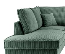 Wohnlandschaft >Rube< Schlaffunktion, Stauraum, Cord moosgrün - 198x92x309cm (BxHxT)
