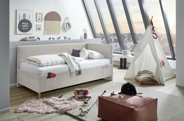 Polsterliege >Cool< Liegefläche 90x200cm, Scala Beige, Stellmaß: 100x90x210cm (BxHxT)