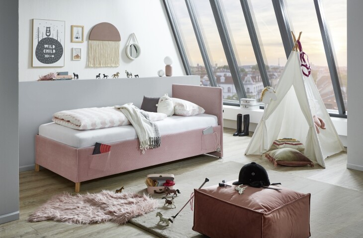 Polsterbett >Cool mit BK< Liegefläche 90x200cm, Rose, Stellmaß: 100x90x210cm (BxHxT)