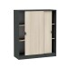 Schuhschrank >GARONA< 6 Fächer, Anthrazitgrau / Eiche Dekor - 100x119x40 (BxHxT)