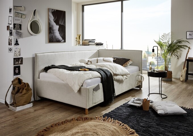 Polsterliege >Fun mit BK< Liegefläche 120x200cm, City Beige, Stellmaß: 133x90x215cm (BxHxT)