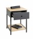 Beistelltisch >37880< Nachttisch, 1 Schublade, anthrazit, Eiche Dekor - 40x55x40cm (BxHxT)