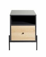 Nachtkonsole >52869< in anthrazit, eiche Dekor, schwarz  - 45x60x47 (BxHxT)