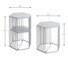 Satztisch >54192< (2-teilig) in grau (Coolgrey), Metall - 38x55x33cm (BxHxT)