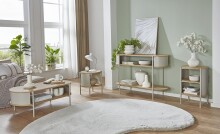 Beistelltisch >59136< in Eiche Dekor / Kaschmirgrau - 60x44cm (HxD)