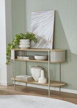 Konsole >59138< in Eiche Dekor / Kaschmirgrau - 110x76x39cm (BxHxT)