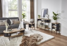 Couchtisch >59537< in Eiche Dekor, schwarz  - 100x37x54cm (BxHxT)