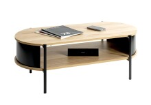 Couchtisch >59537< in Eiche Dekor, schwarz  - 100x37x54cm (BxHxT)