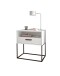 Nachtkommode >CUDRO< 1 Schublade, 1 Fach, Weiß / schwarz - 60x65x38,5cm (BxHxT)