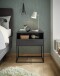 Nachtkommode >CUDRO< 1 Schublade, 1 Fach, Graphit / schwarz - 60x65x38,5cm (BxHxT)