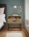 Nachtkommode >CUDRO< 1 Schub, 1 Fach, Artisan Eiche Dekor / schwarz - 60x65x38,5cm (BxHxT)