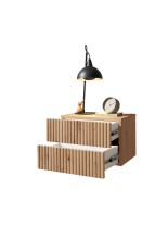 Nachtkommode >TABONI< Wandmontage, 2 Schubladen, Artisan Eiche Dekor - 42x28x30cm (BxHxT)