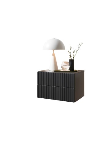 Nachtkommode >TABONI< 2 Schubladen, Wandmontage, Graphit - 42x28x30cm (BxHxT)
