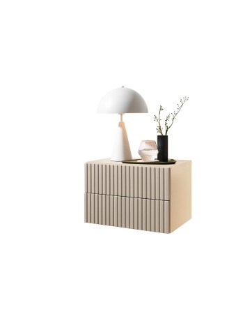 Nachtkommode >TABONI< 2 Schubladen, Wandmontage, Kaschmir - 42x28x30cm (BxHxT)