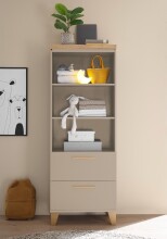 Regal >HILDA< 2 Schübe, Kaschmir / Mauvella Oak Dekor - 60x163,1x38cm (BxHxT)