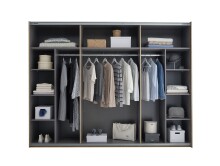 Schwebetürenschrank >Mesio< in Mauvella Oak Dekor / Weiß - 270x210x60cm (BxHxT)