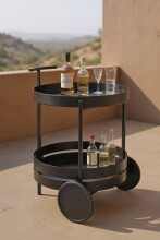 Servierwagen >37582< in schwarz, Metall - 62x42cm (HxD)