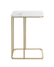 Beistelltisch >52234< in goldfarben, marmoroptik, Metall, MDF - 45x67x30cm (BxHxT)
