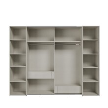 Dreh-/Schwebetürenschrank >NARAGO< 2 Innenschübe, sandfarbig - 270,3x210,5x61,2cm (BxHxT)