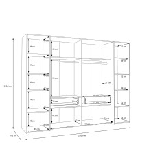 Dreh-/Schwebetürenschrank >NARAGO< 2 Innenschübe, sandfarbig - 270,3x210,5x61,2cm (BxHxT)