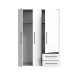 Drehtürenschrank >MOKKARIS< in Betonoptik / Weiß - 144,4x200,1x58,8cm (BxHxT)