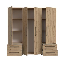 Drehtürenschrank >MOKKARIS< in Artisan Eiche Dekor - 205,9x200,1x58,8cm (BxHxT)