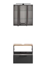 Badezimmer-Set >Lyon< (2-tlg.) in matt-grau, Graphitgrau - 60x195x35cm (BxHxT)