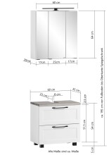 Badezimmer-Set >Lyon< (2-tlg.) in matt-grau, Graphitgrau - 60x195x35cm (BxHxT)