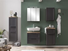 Badezimmer-Set >Lyon< (2-tlg.) in matt-grau, Graphitgrau - 60x195x35cm (BxHxT)
