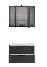 Badezimmer-Set >Lyon< (2-tlg.) in matt-grau, Graphit - 80x195x47cm (BxHxT)