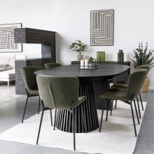 Kulissen-Esstisch >Osaka< ausziehbar 160/200 cm, Eichenfurnier schwarz - 75x120cm (HxD)