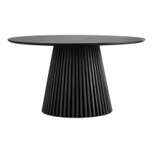 Säulen-Esstisch >Osaka< in Schwarz, Eichenfurnier, MDF - 75x140cm (HxD)