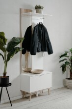Kompaktgarderobe >Göteborg< in weiß / Dekor Sonoma Eiche - 68x195x32cm (BxHxT)