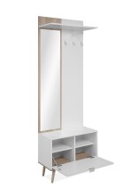 Kompaktgarderobe >Göteborg< in weiß / Dekor Sonoma Eiche - 68x195x32cm (BxHxT)
